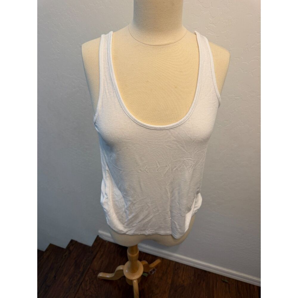 A New Day White Ribbed Scoop Neck Tank Top - Size S